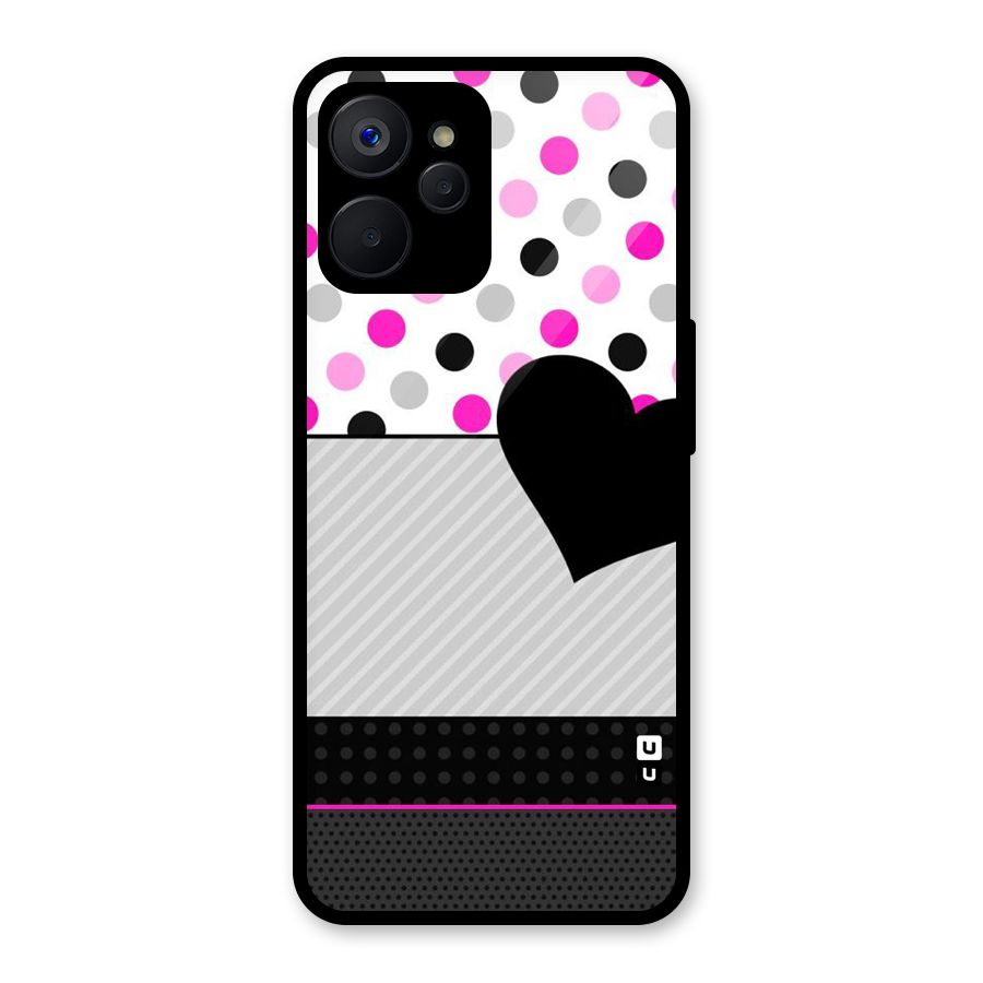 Heart Polka Stripes Glass Back Case for Realme 9i 5G