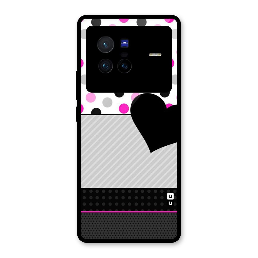 Heart Polka Stripes Glass Back Case for Vivo X80