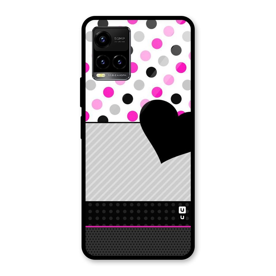 Heart Polka Stripes Glass Back Case for Vivo Y21T