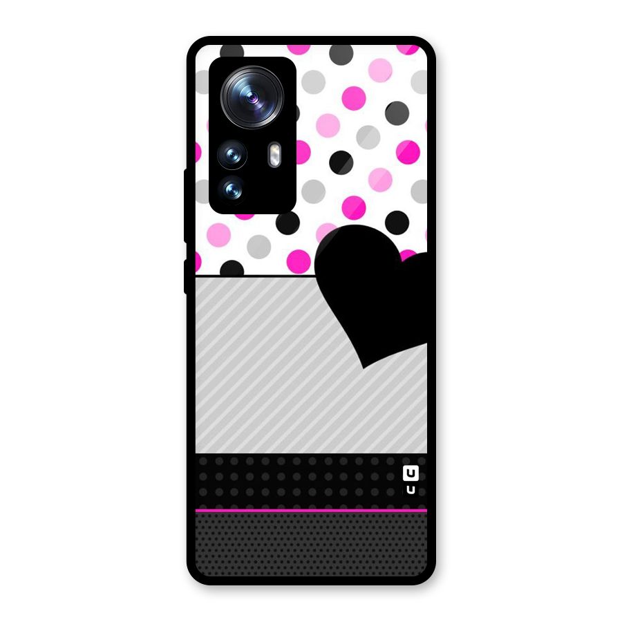 Heart Polka Stripes Glass Back Case for Xiaomi 12 Pro