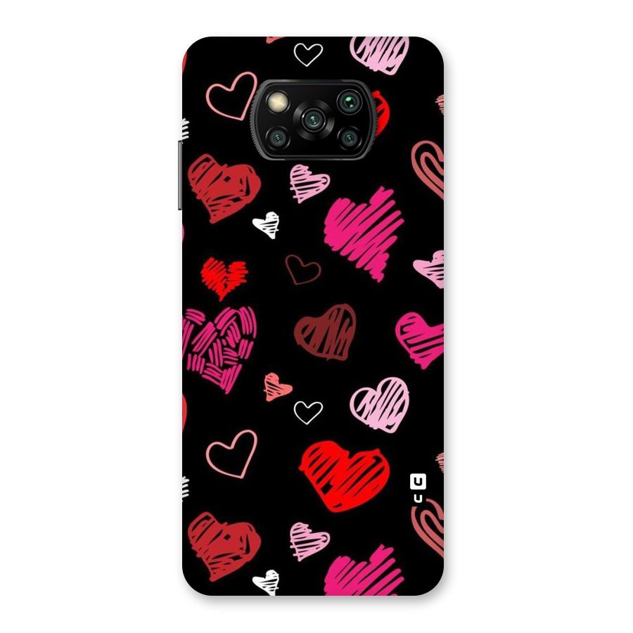 Hearts Art Pattern Back Case for Poco X3