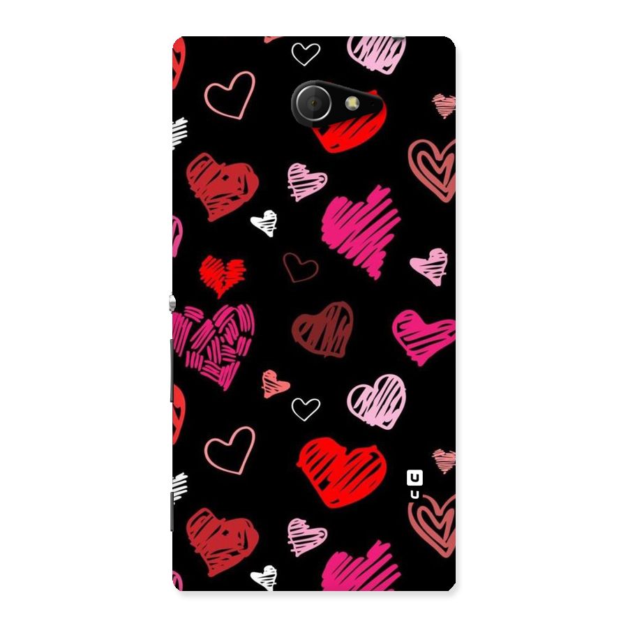 Hearts Art Pattern Back Case for Sony Xperia M2