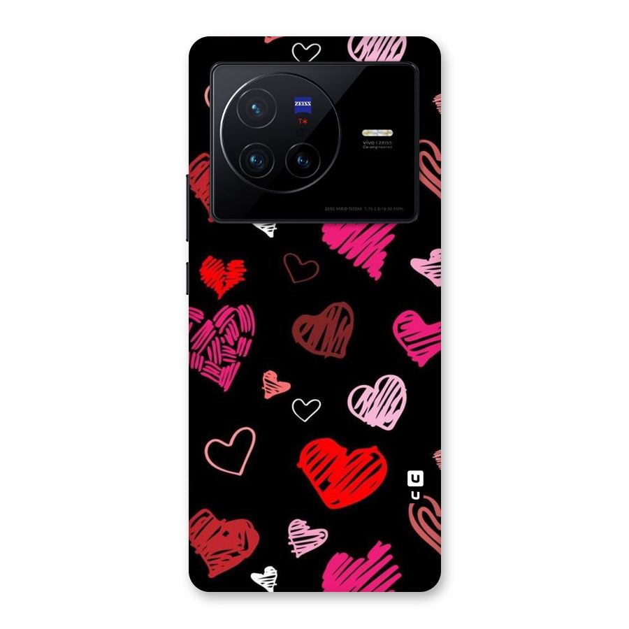 Hearts Art Pattern Back Case for Vivo X80