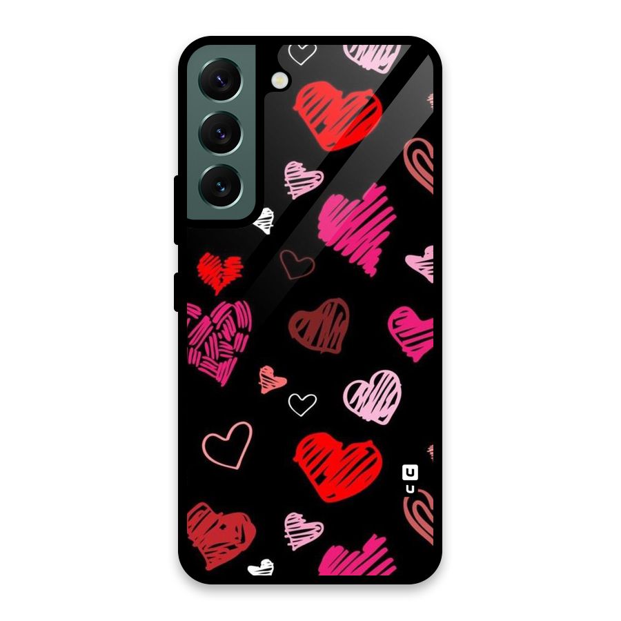 Hearts Art Pattern Glass Back Case for Galaxy S22 5G
