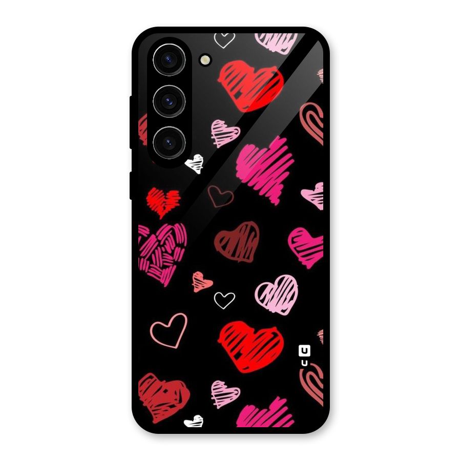 Hearts Art Pattern Glass Back Case for Galaxy S23 Plus