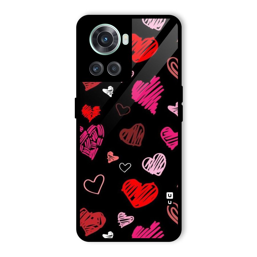 Hearts Art Pattern Glass Back Case for OnePlus 10R