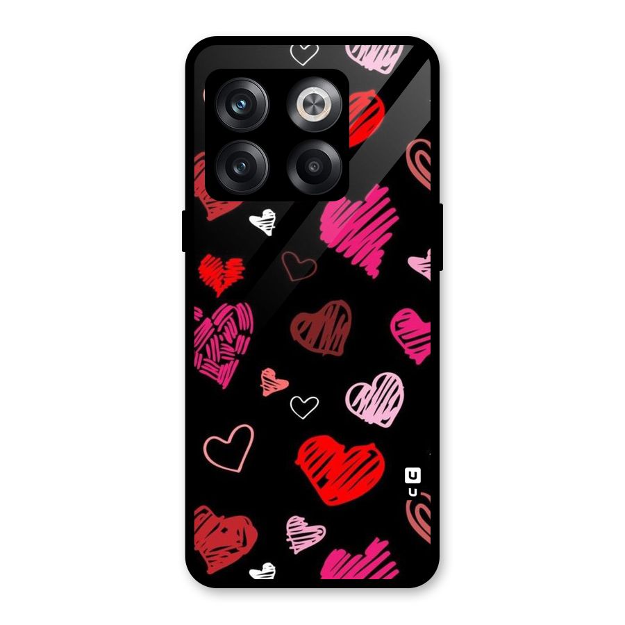 Hearts Art Pattern Glass Back Case for OnePlus 10T