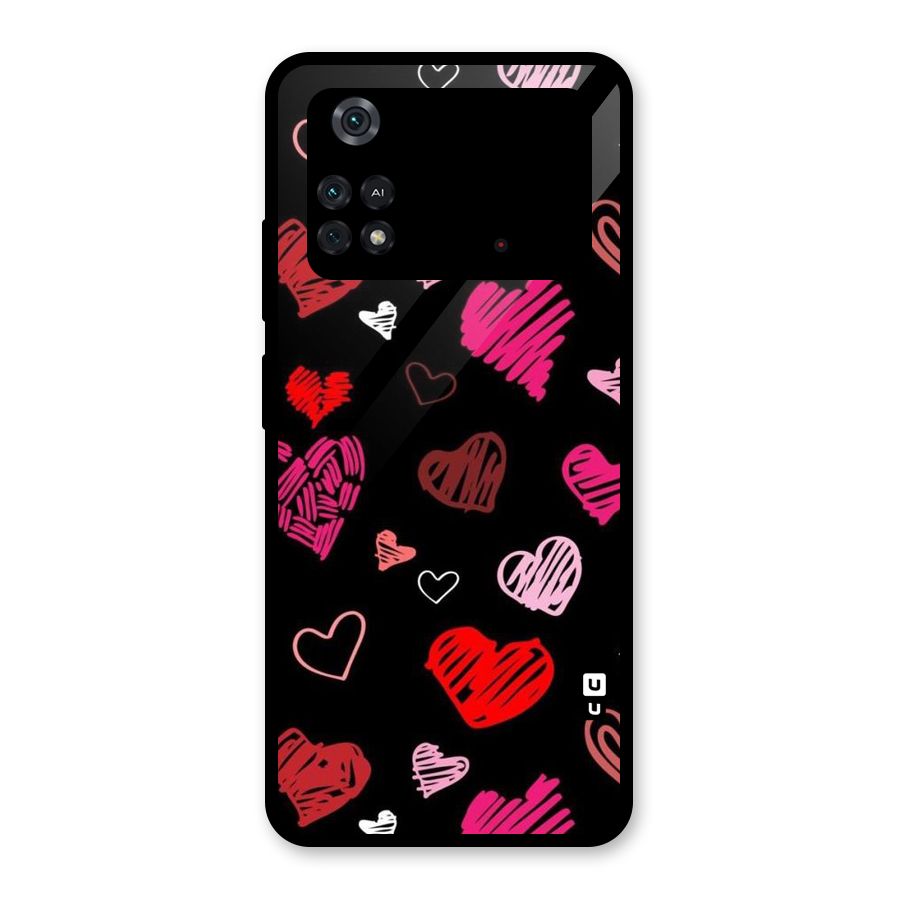 Hearts Art Pattern Glass Back Case for Poco M4 Pro 4G