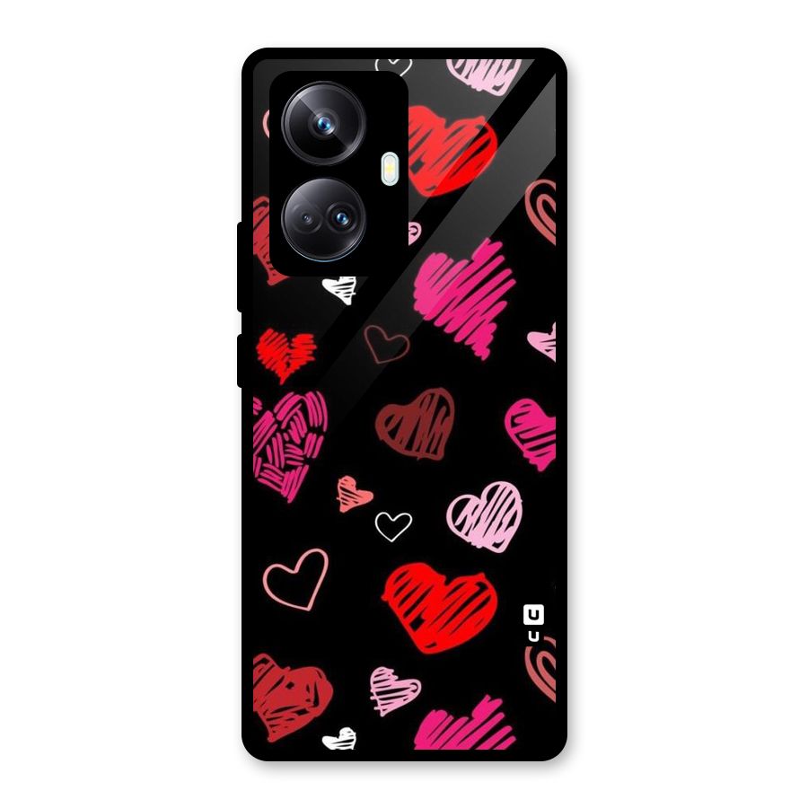 Hearts Art Pattern Glass Back Case for Realme 10 Pro Plus