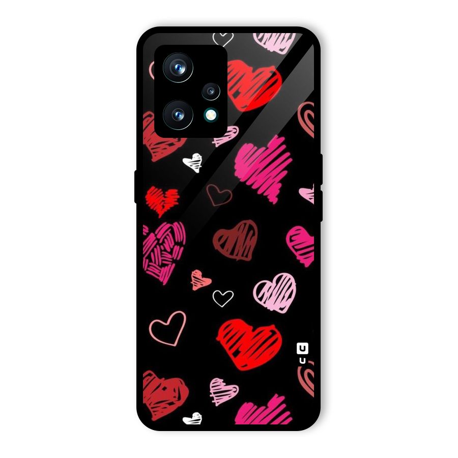 Hearts Art Pattern Glass Back Case for Realme 9 Pro Plus 5G