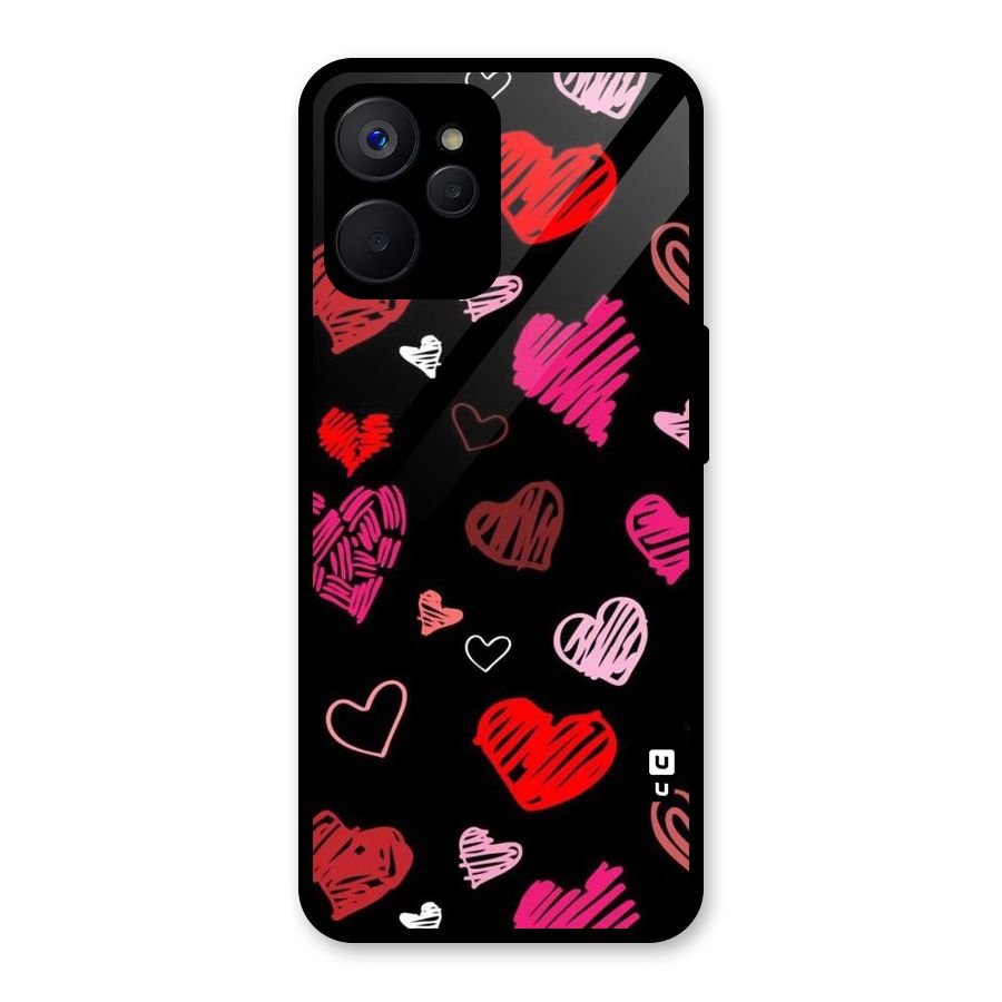 Hearts Art Pattern Glass Back Case for Realme 9i 5G