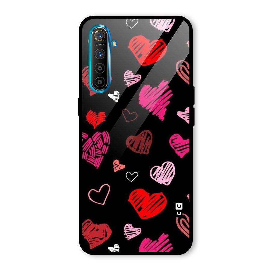 Hearts Art Pattern Glass Back Case for Realme X2