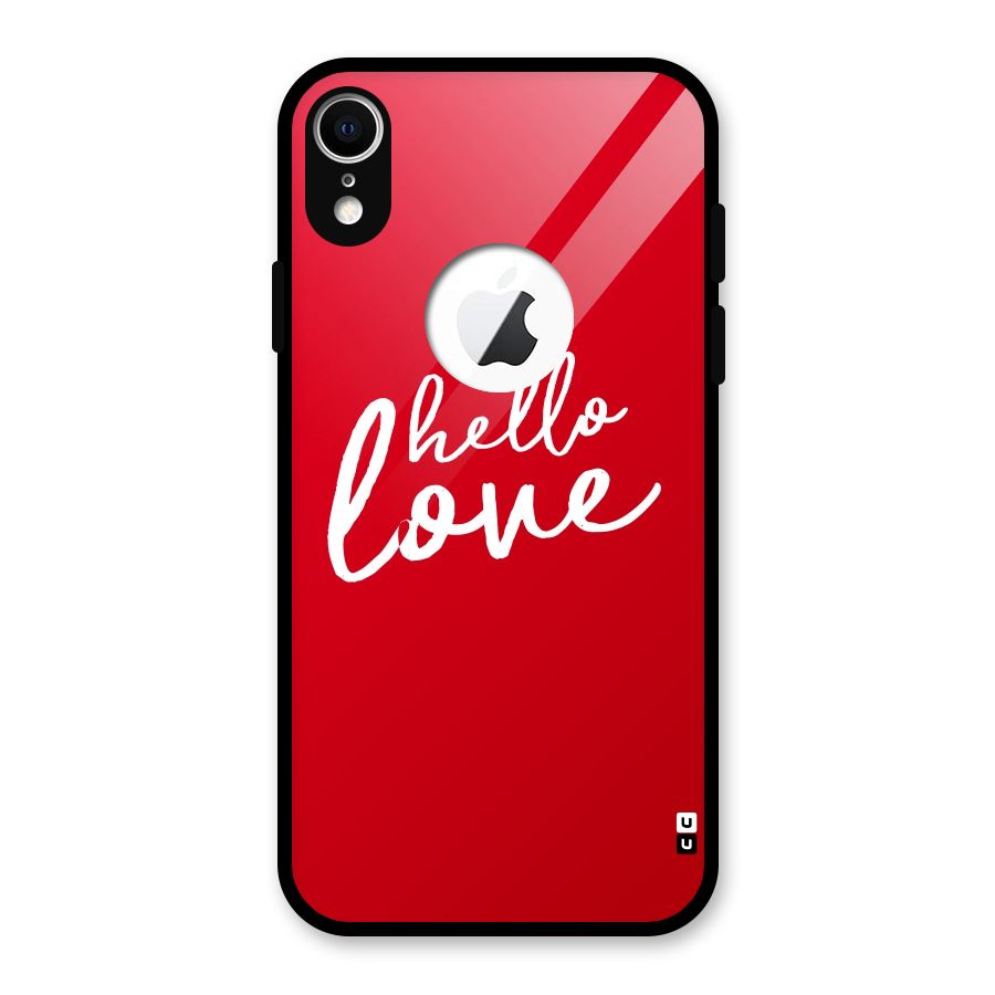 Hello Love Glass Back Case for iPhone XR Logo Cut