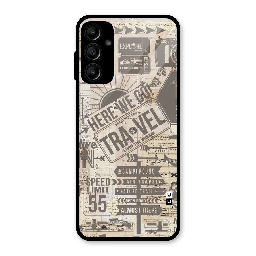Here We Travel Glass Back Case for Galaxy A14 5G