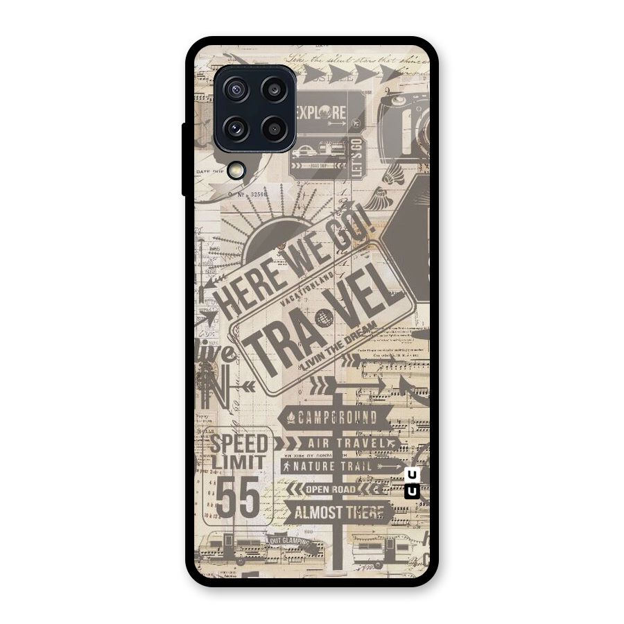 Here We Travel Glass Back Case for Galaxy M32