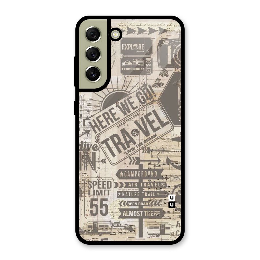 Here We Travel Glass Back Case for Galaxy S21 FE 5G