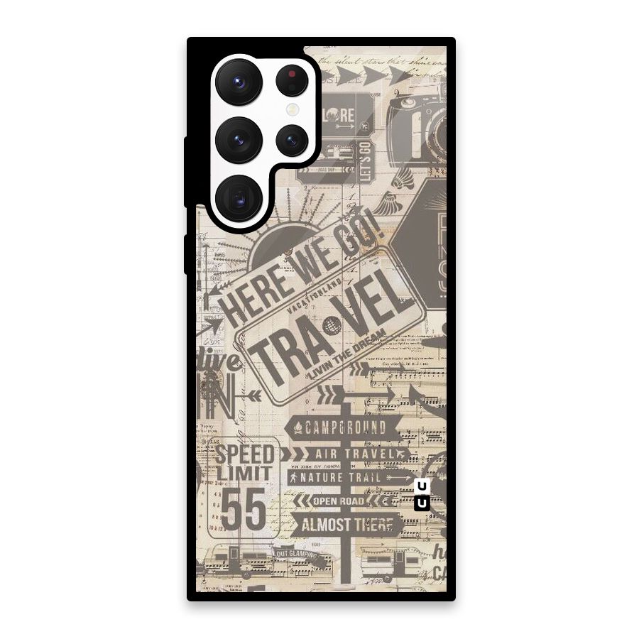 Here We Travel Glass Back Case for Galaxy S22 Ultra 5G