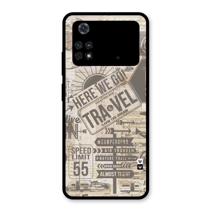 Here We Travel Glass Back Case for Poco M4 Pro 4G