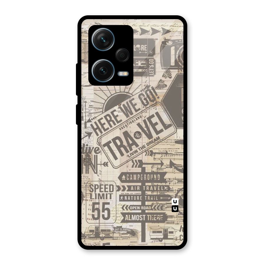 Here We Travel Glass Back Case for Redmi Note 12 Pro Plus 5G