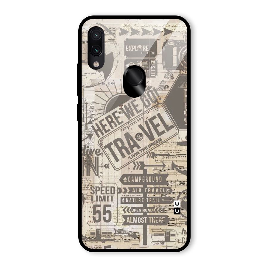 Here We Travel Glass Back Case for Redmi Note 7 Pro