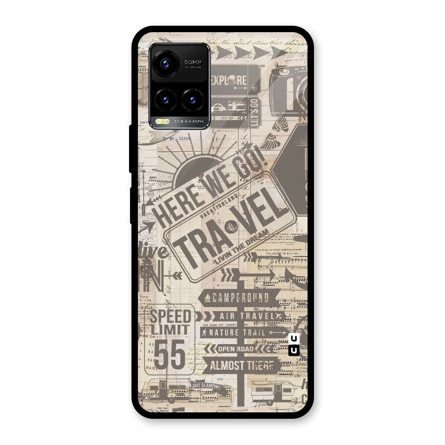 Here We Travel Glass Back Case for Vivo Y21A