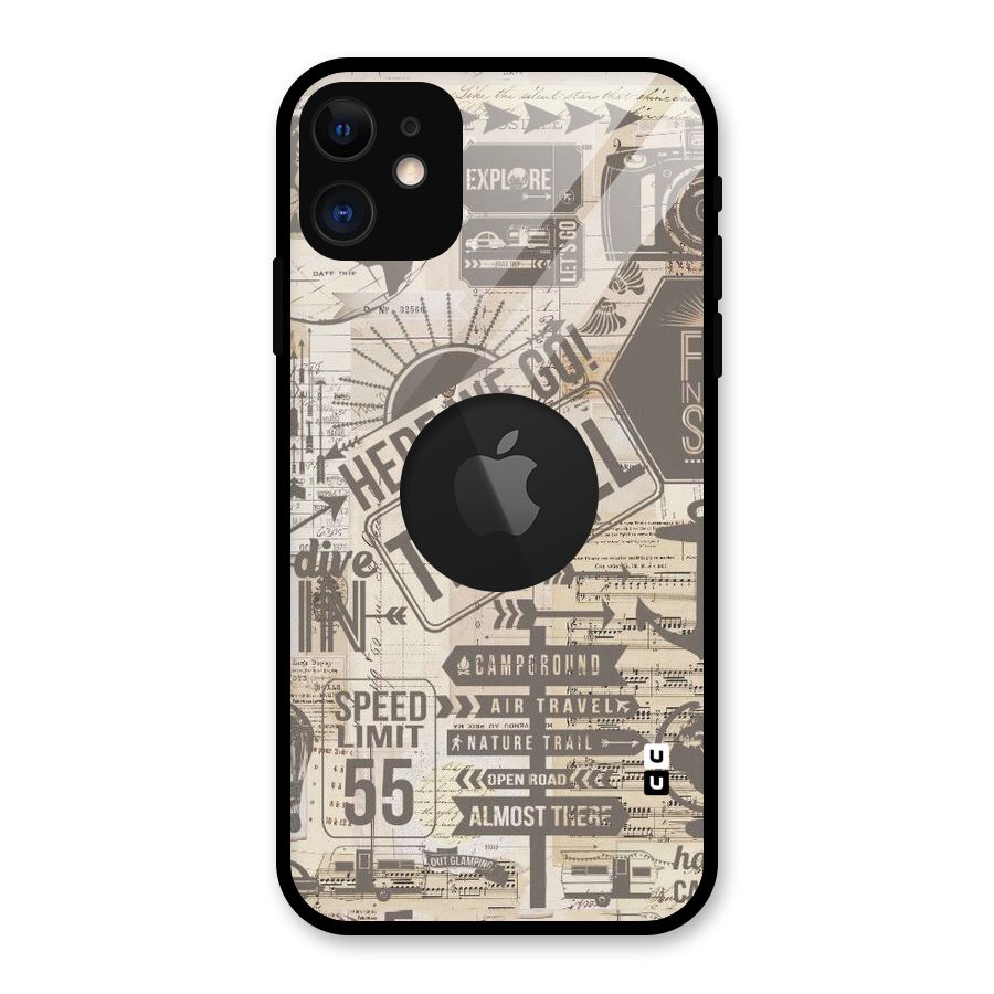 Here We Travel Glass Back Case for iPhone 11 Logo Cut