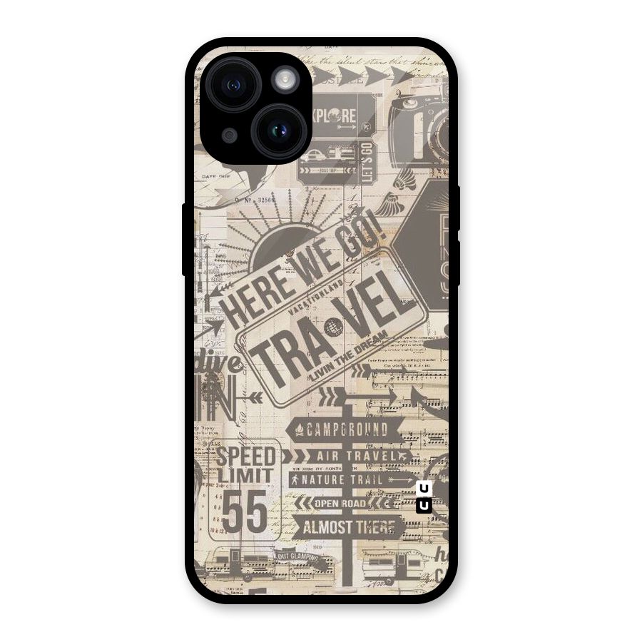 Here We Travel Glass Back Case for iPhone 14