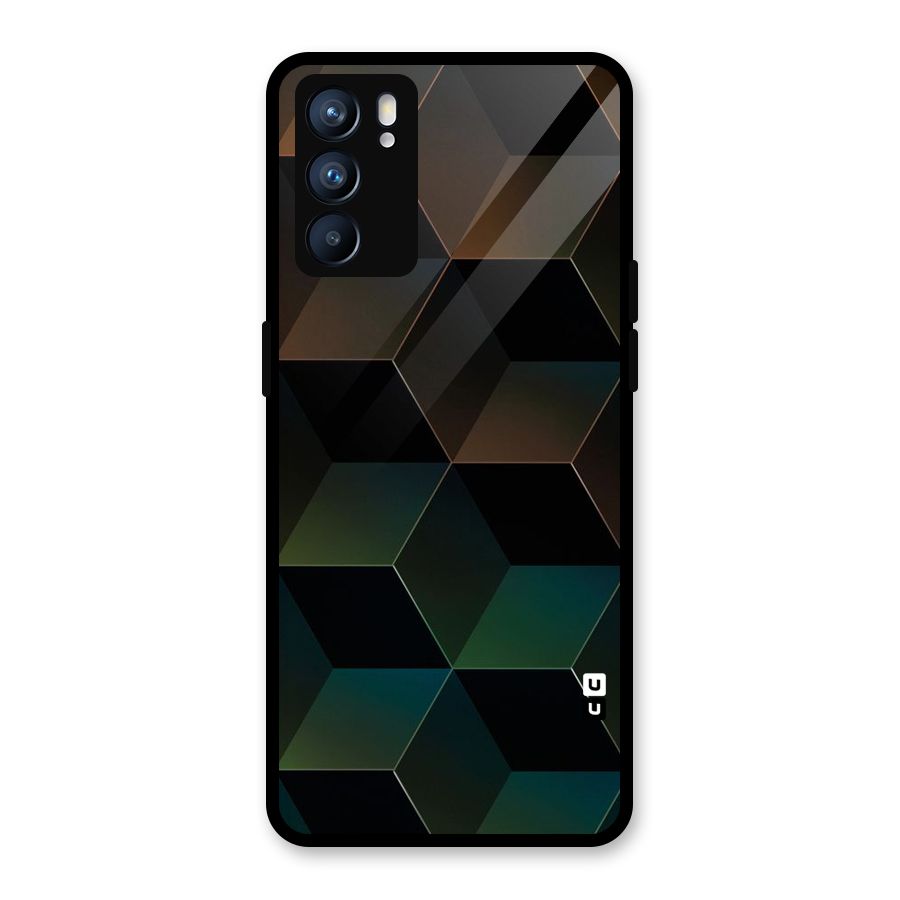 Hexagonal Design Glass Back Case for Oppo Reno6 5G