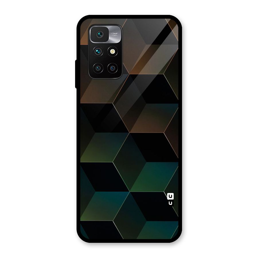 Hexagonal Design Glass Back Case for Redmi 10 Prime