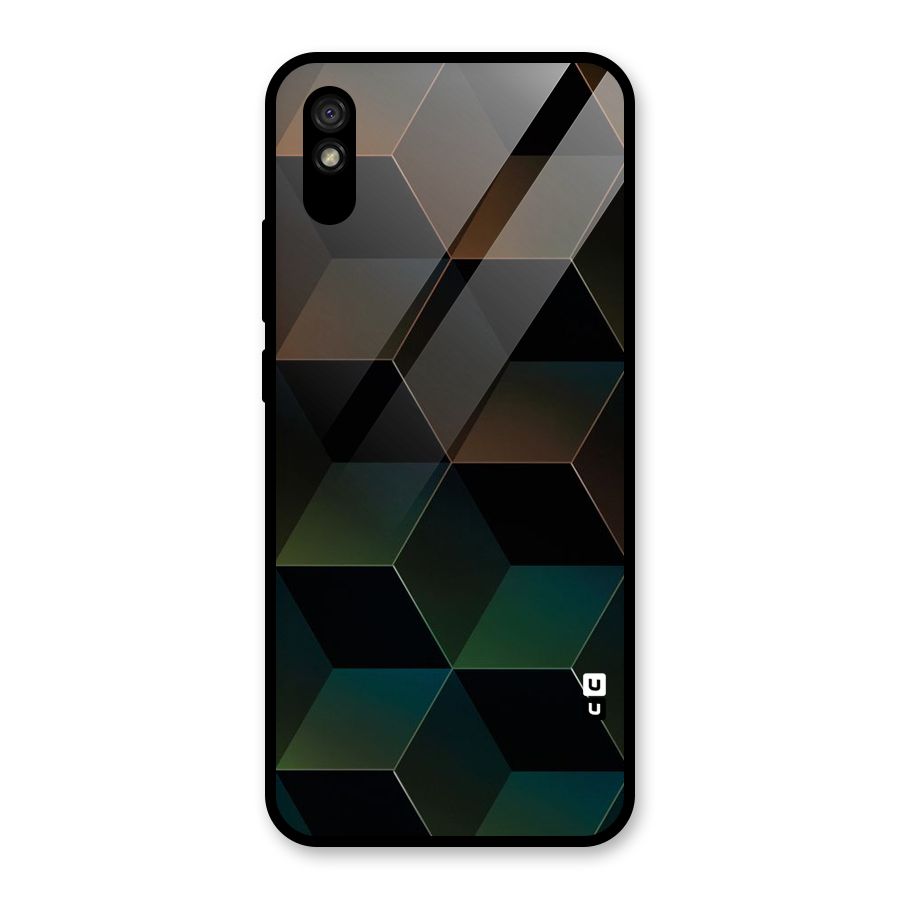 Hexagonal Design Glass Back Case for Redmi 9A