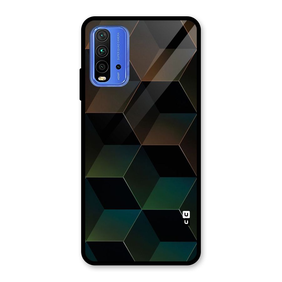 Hexagonal Design Glass Back Case for Redmi 9 Power