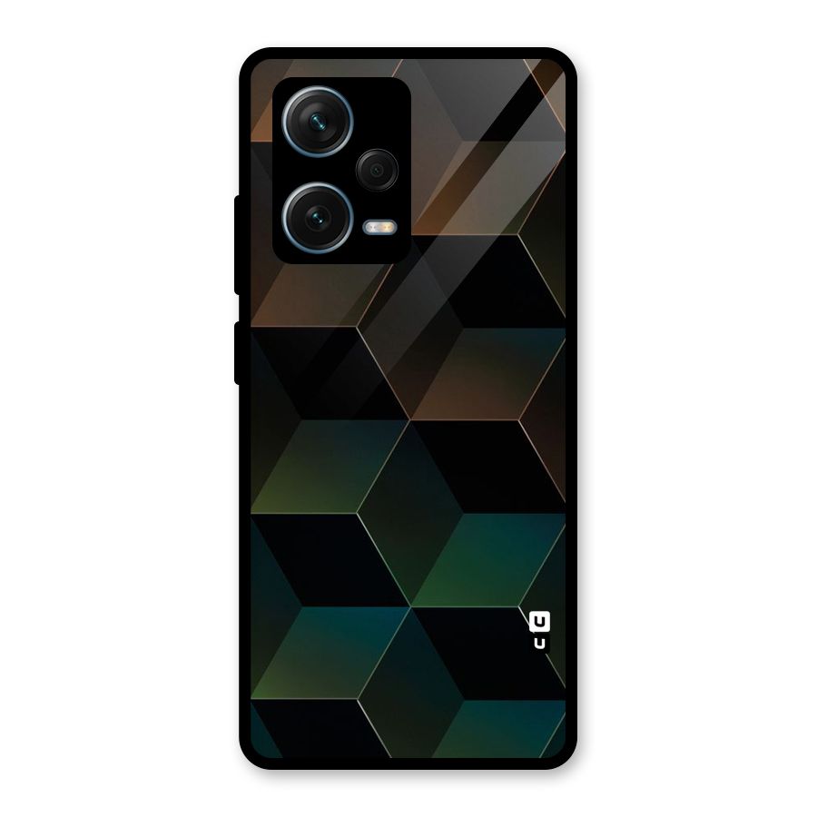 Hexagonal Design Glass Back Case for Redmi Note 12 Pro Plus 5G