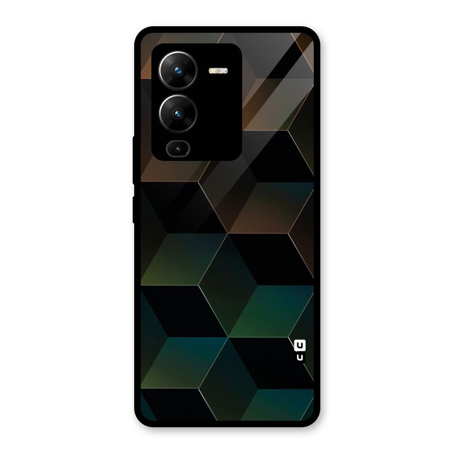 Hexagonal Design Glass Back Case for Vivo V25 Pro