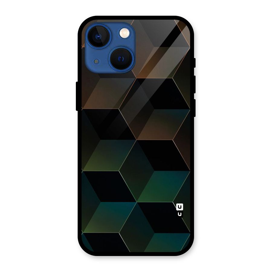 Hexagonal Design Glass Back Case for iPhone 13 Mini