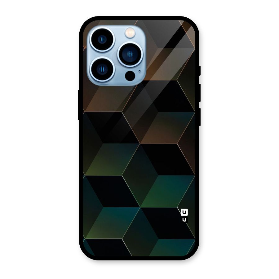 Hexagonal Design Glass Back Case for iPhone 13 Pro