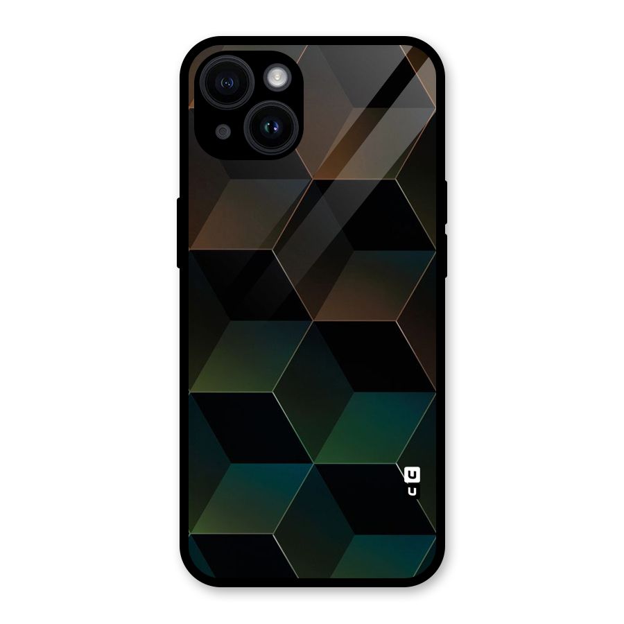 Hexagonal Design Glass Back Case for iPhone 14