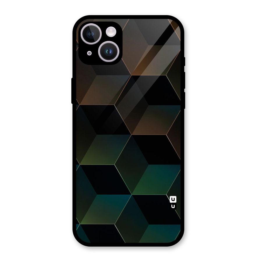 Hexagonal Design Glass Back Case for iPhone 14 Plus