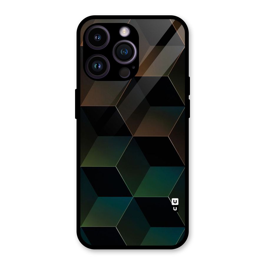 Hexagonal Design Glass Back Case for iPhone 14 Pro Max