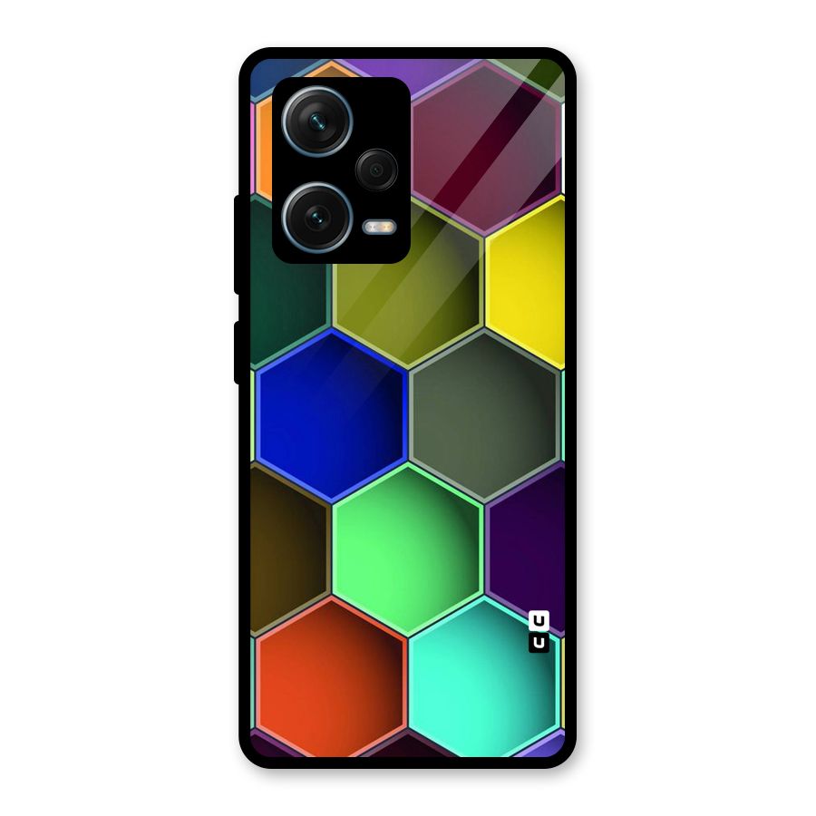 Hexagonal Palette Glass Back Case for Redmi Note 12 Pro Plus 5G