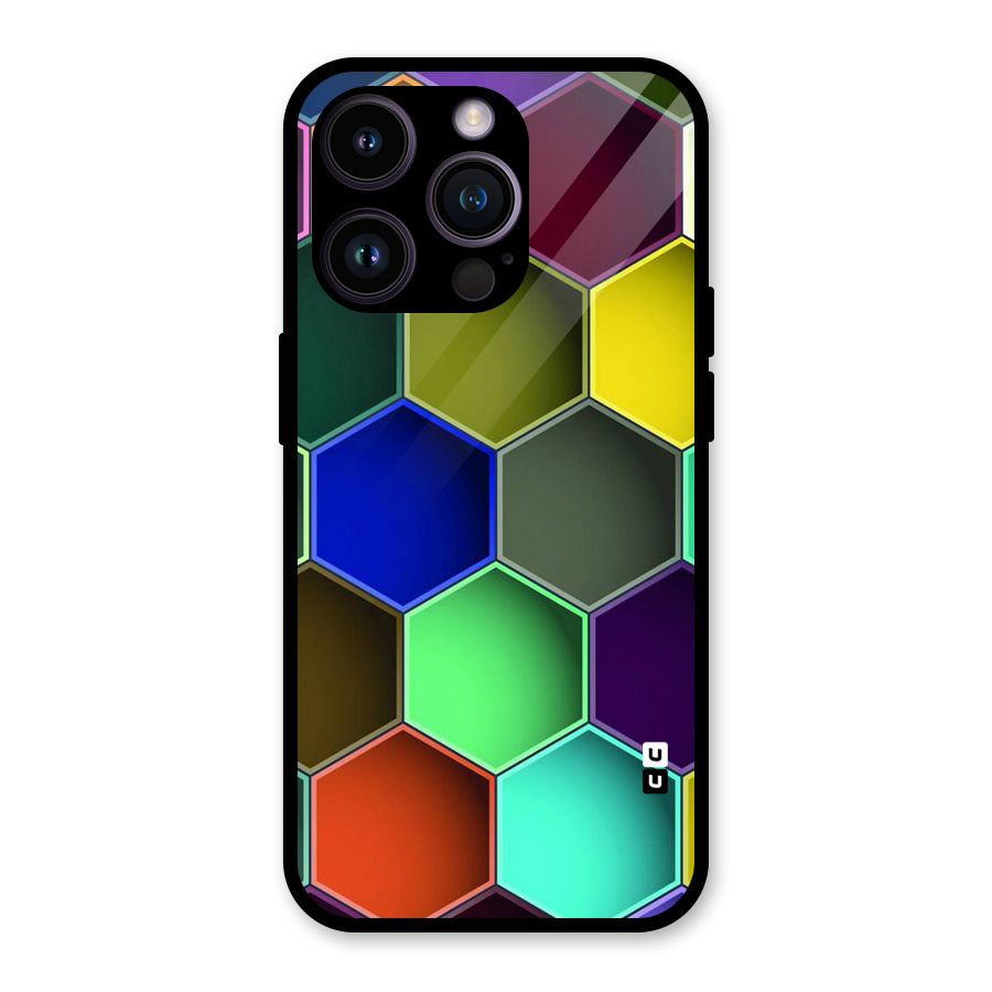 Hexagonal Palette Glass Back Case for iPhone 14 Pro