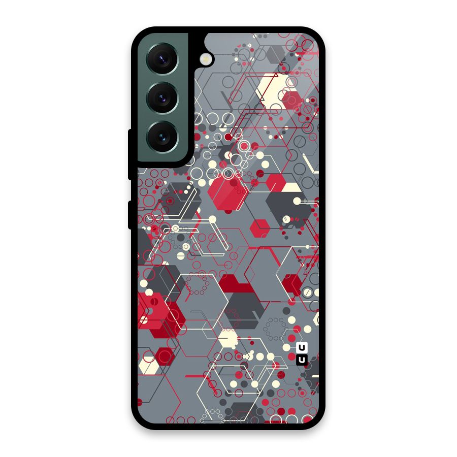 Hexagons Pattern Glass Back Case for Galaxy S22 5G