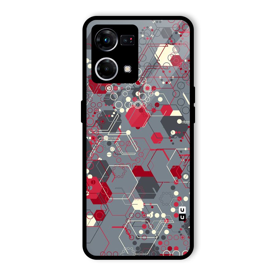 Hexagons Pattern Glass Back Case for Oppo F21 Pro 5G