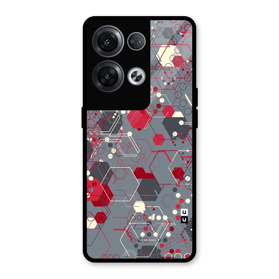 Hexagons Pattern Glass Back Case for Oppo Reno8 Pro 5G