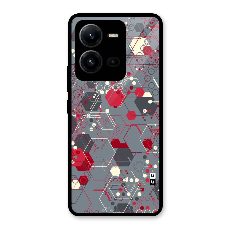 Hexagons Pattern Glass Back Case for Vivo V25