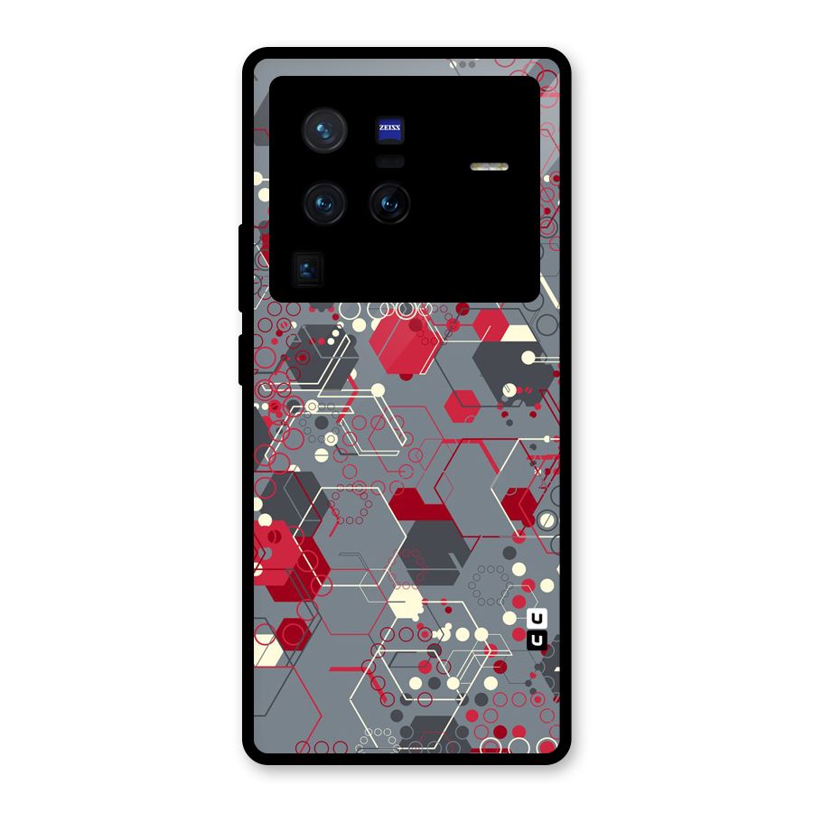 Hexagons Pattern Glass Back Case for Vivo X80 Pro