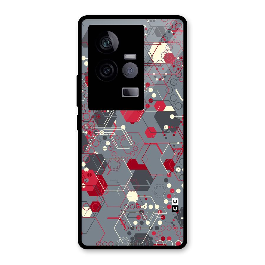 Hexagons Pattern Glass Back Case for Vivo iQOO 11 5G