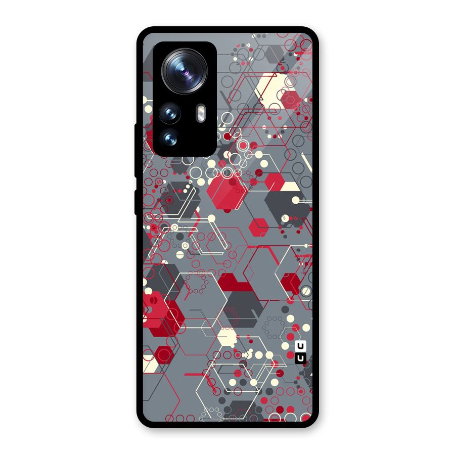 Hexagons Pattern Glass Back Case for Xiaomi 12 Pro