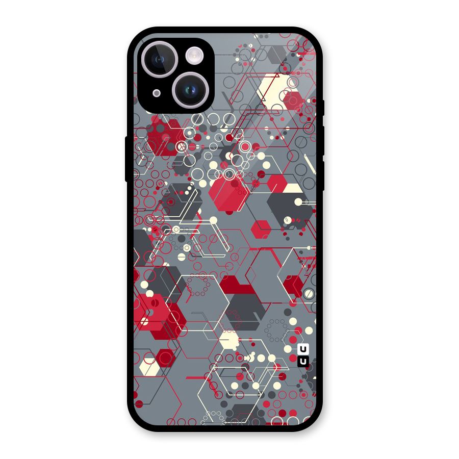 Hexagons Pattern Glass Back Case for iPhone 14 Plus