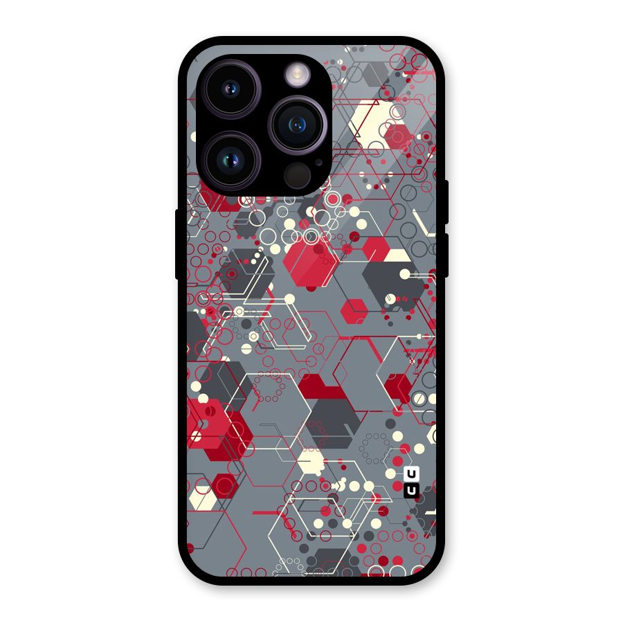 Hexagons Pattern Glass Back Case for iPhone 14 Pro