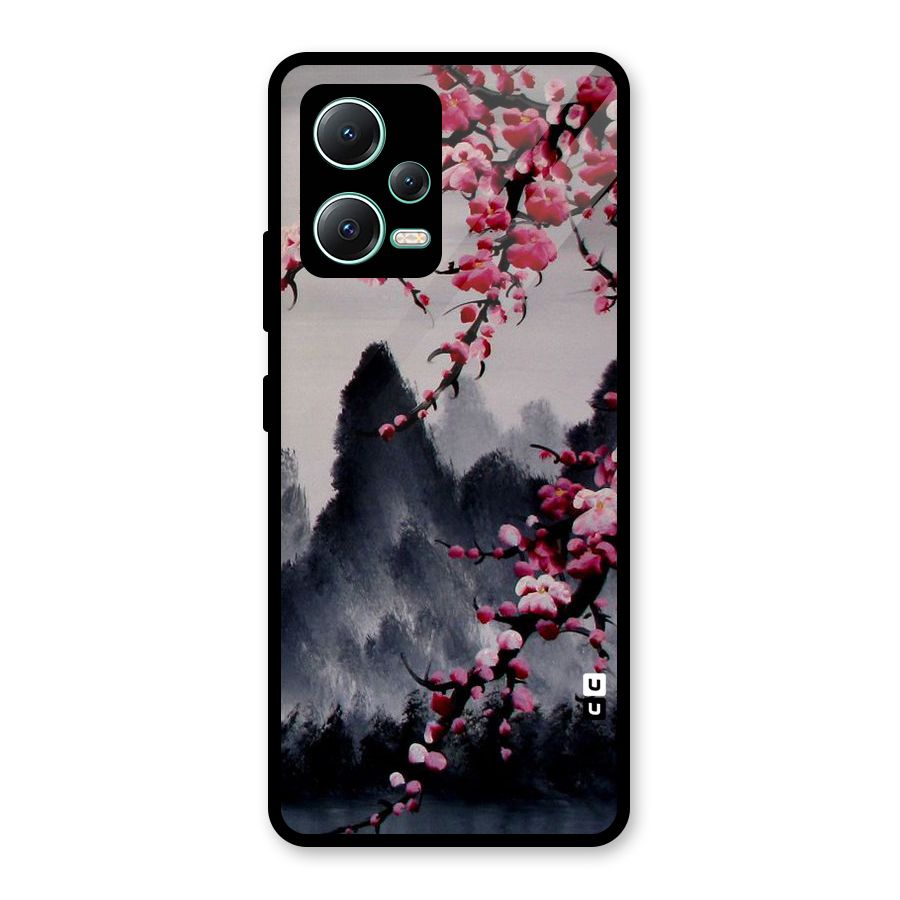 Hills And Blossoms Glass Back Case for Redmi Note 12 5G